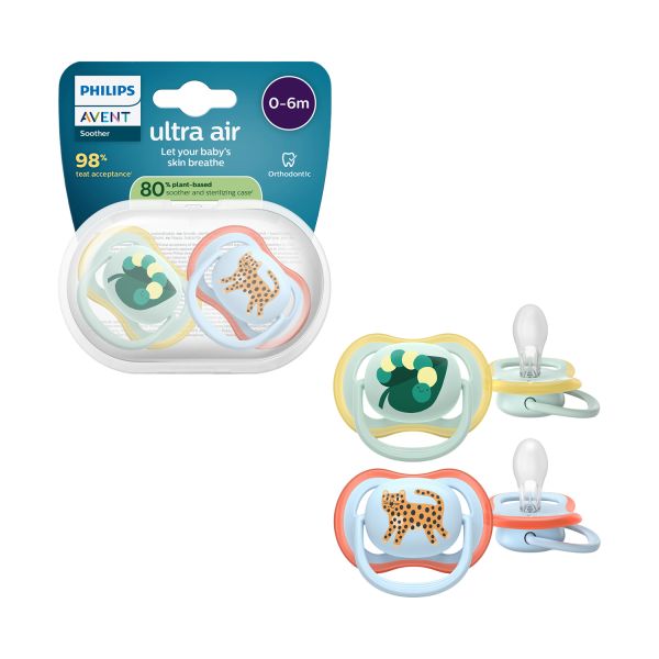 Philips Avent Ultra Air Fopspeen - 0-6 Mnd - 2 Stuks - Plant-based Philips Avent Ultra Air Fopspeen - 0-6 Mnd - 2 Stuks - Plant-based