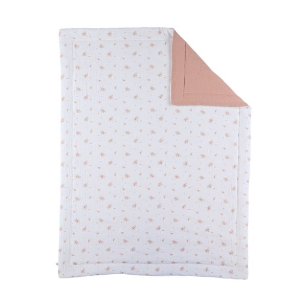 Noukie's Deken - Vintage Flowers - Wit/Roze