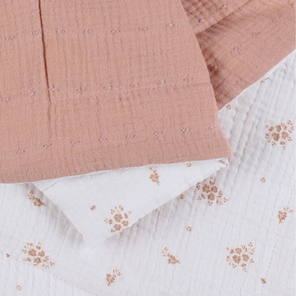 Noukie's Deken - Vintage Flowers - Wit/Roze