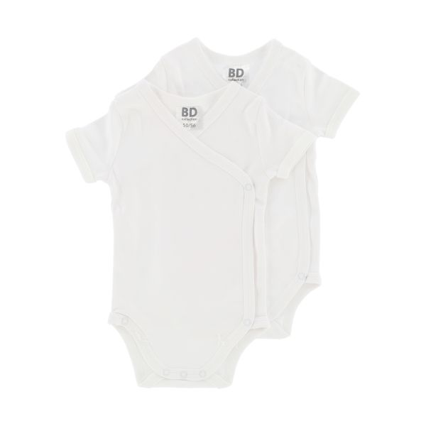 BD Collection Romper Overslag Korte Mouw Wit 50/56 - 2‑Pack