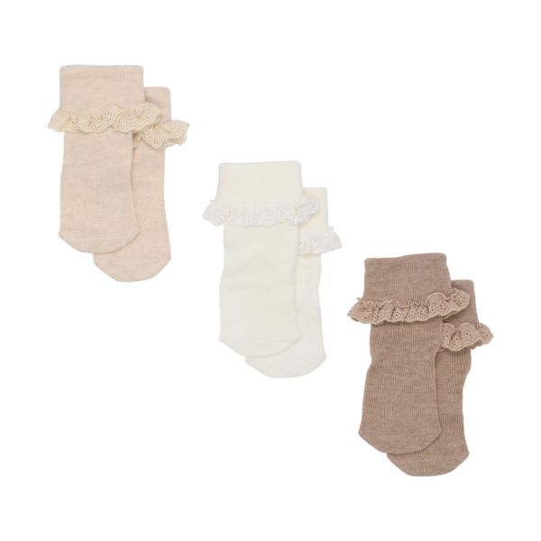 BD Collection Sokjes Kant - 3 Stuks - 6-12mnd - Multi Beige BD Collection Sokjes Kant - 3 Stuks - 6-12mnd - Multi Beige