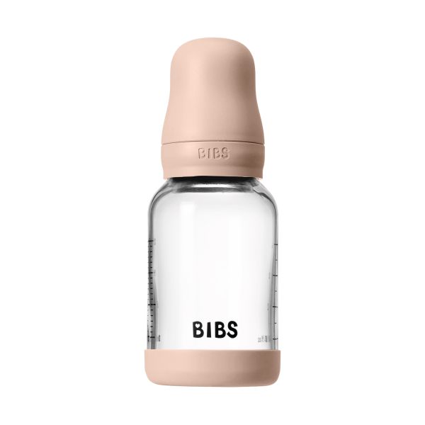 BIBS Fles - Slow Flow - Ronde Speen - 120 ml - Glas/Latex - Blush