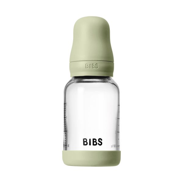BIBS Fles - Slow Flow - Ronde Speen - 120 ml - Glas/Latex - Sage BIBS Fles - Slow Flow - Ronde Speen - 120 ml - Glas/Latex - Sage