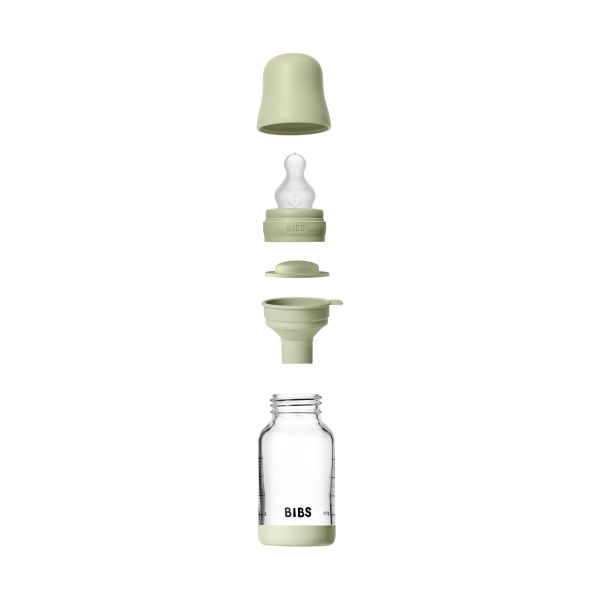 BIBS Fles - Slow Flow - Ronde Speen - 120 ml - Glas/Silicone - Sage