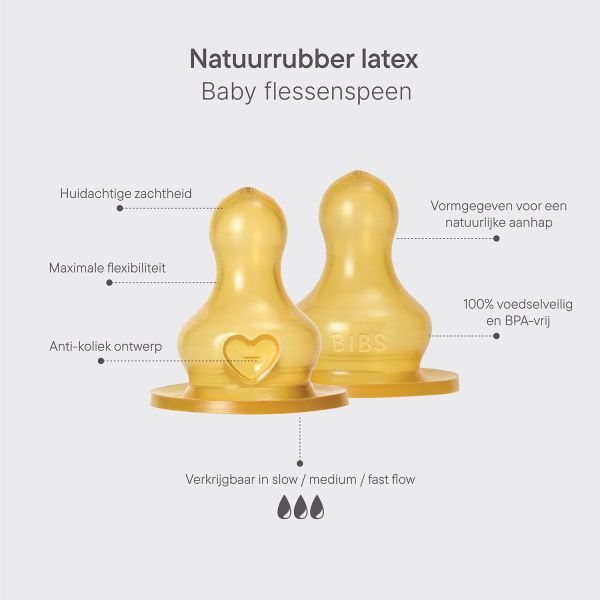 BIBS Flesspeen Rond - Slow Flow - 2 Pack - Latex