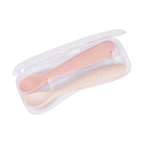 Béaba Set van 2 siliconenlepels 1ste leeftijd – Duo Cotton Candy