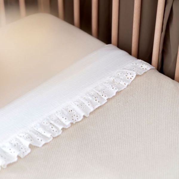 Baby's Only Wieglaken Ruffle Calm Wit 80 x 100 cm
