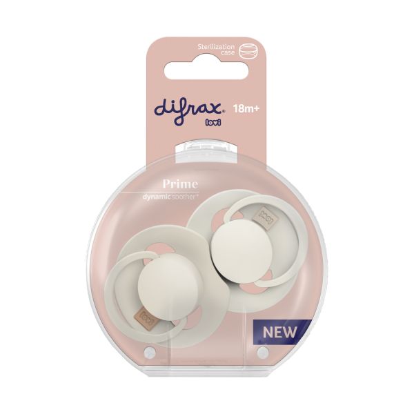 Difrax Dynamic Lovi Prime Fopspeen - Rond - 2 Stuks - 18+ Mnd - Coconut/Ivory
