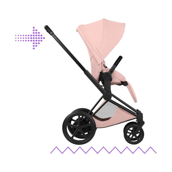 Cybex e-Priam 5 Style Kinderwagen 2-in-1 - Matt Black/Peach Pink