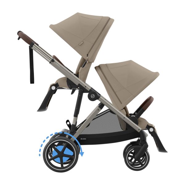 Cybex E-Gazelle S Twin Kinderwagen Almond Beige / Beige
