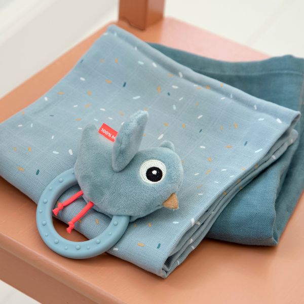 Done By Deer Sensory Ratlle With Teether Birdee Blue