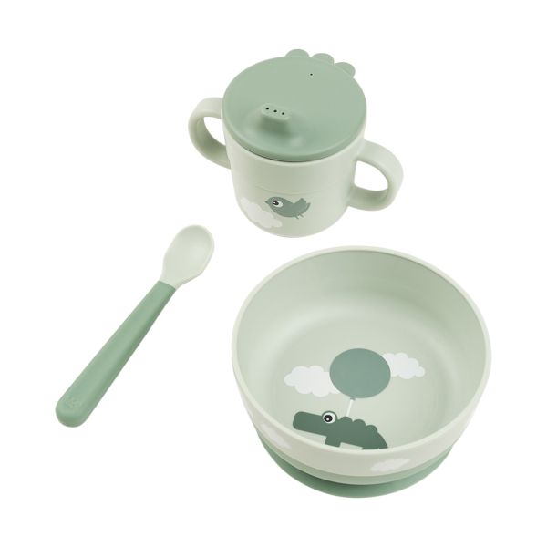 Done By Deer Foodie First Meal Set - Happy Clouds - 3-Delig - Green Done By Deer Foodie First Meal Set - Happy Clouds - 3-Delig - Green