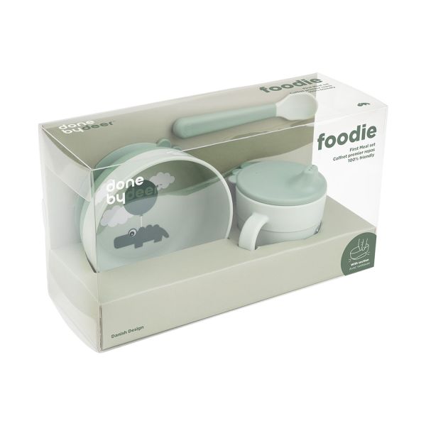 Done By Deer Foodie First Meal Set - Happy Clouds - 3-Delig - Green Done By Deer Foodie First Meal Set - Happy Clouds - 3-Delig - Green