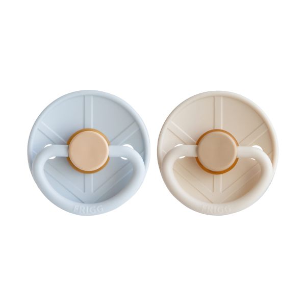 FRIGG Little Viking Fopspeen - Rond - 2 Stuks - 6-18 Mnd - Powder Blue/Cream