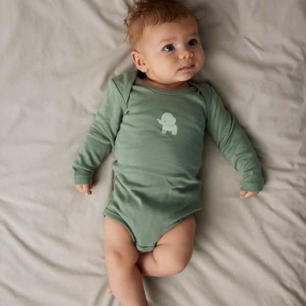 Name It Romper - 3P LS Solid Rib - Elephant - Mt. 50