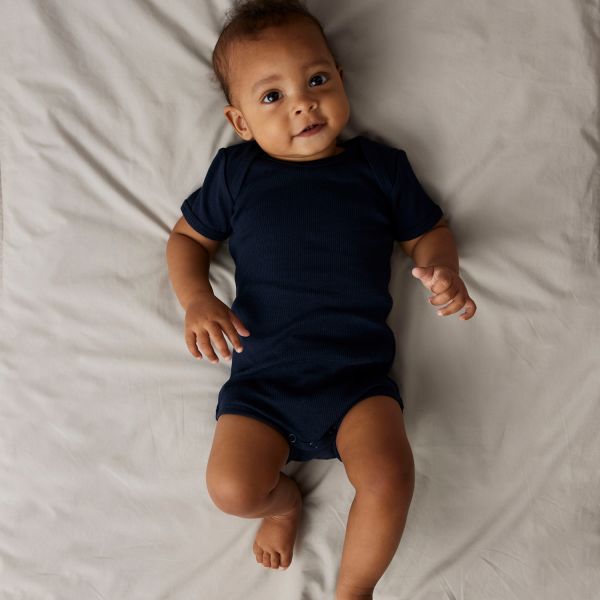 Name It Romper - 3P SS Solid Rib - China Blue - Mt. 50