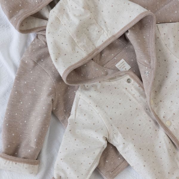 Feetje Jas Met Capuchon Omkeerbaar Print The Magic Is In You Taupe Melange 50