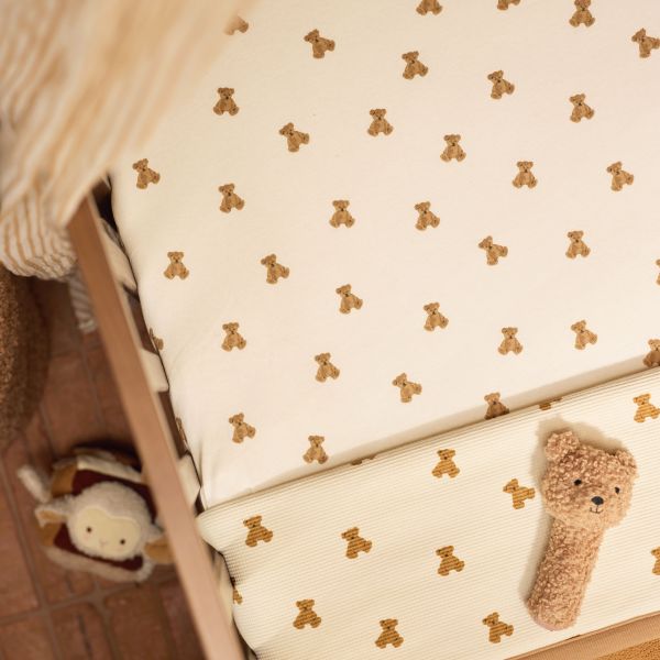 Jollein Hoeslaken - 60x120 cm - Jersey - Mini Teddy Bear Jollein Hoeslaken - 60x120 cm - Jersey - Mini Teddy Bear