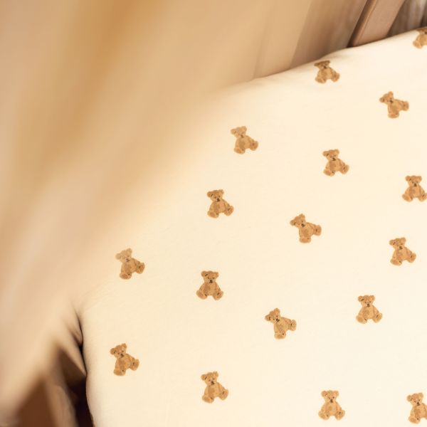 Jollein Hoeslaken - 60x120 cm - Jersey - Mini Teddy Bear Jollein Hoeslaken - 60x120 cm - Jersey - Mini Teddy Bear