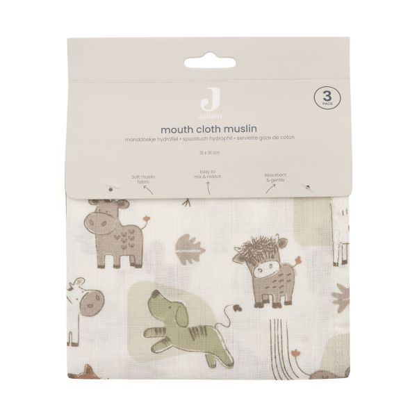 Jollein Hydrofiel Monddoekje - 3 Stuks - 31 x 31 cm - Barn Buddies Jollein Hydrofiel Monddoekje - 3 Stuks - 31 x 31 cm - Barn Buddies