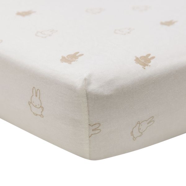 Jollein Wieghoeslaken Jersey Happy Miffy Nougat 40/50 x 80/90 cm