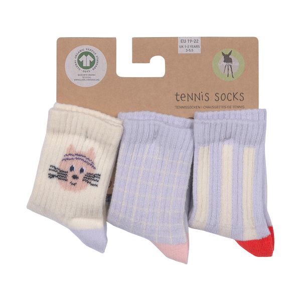 LÄSSIG Tennis Socks 3 pcs GOTS Cat - Maat 19-22