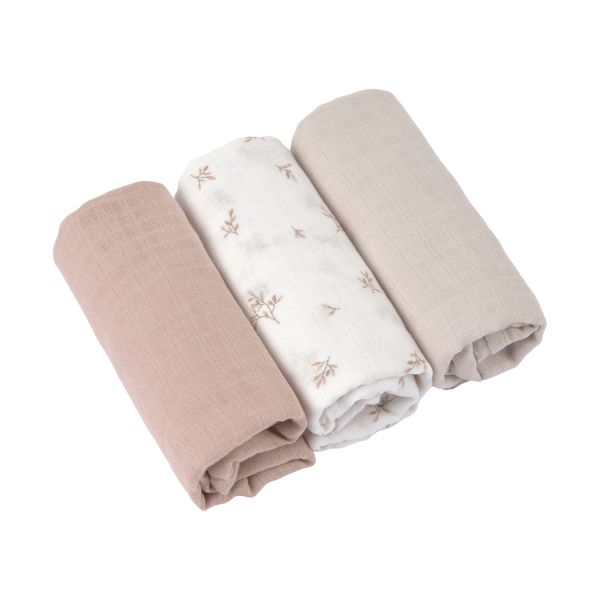 Lässig Swaddle & Burp Doeken - Miracle Of Nature Leaves - 3 Stuks - 80 x 80 cm