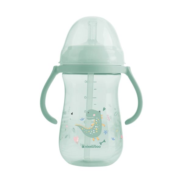 Kikkaboo Dino Wereld Beker Met Siliconen Rietje - 300ml - Mint