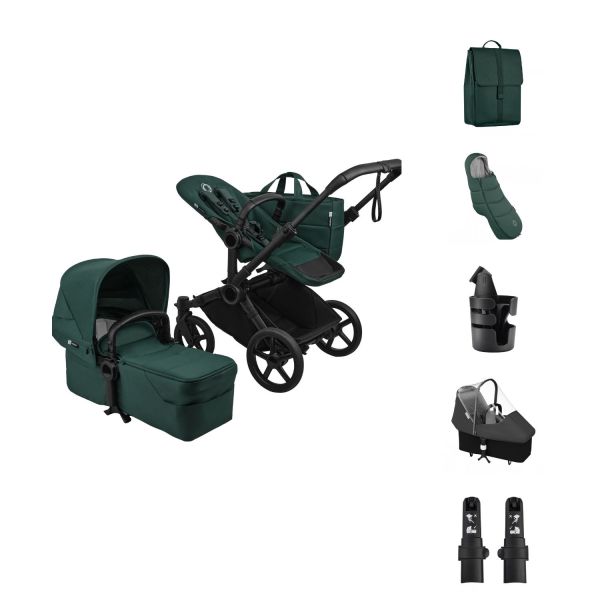 Bugaboo Donkey 6 Single Kinderwagen 2-in-1 - Essentiël Bundel - Black/Fern Green Bugaboo Donkey 6 Single Kinderwagen 2-in-1 - Essentiël Bundel - Black/Fern Green