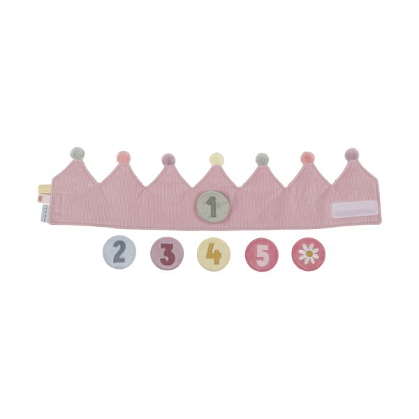 Little Dutch Verjaardagskroon van stof met cijfers roze Little Dutch Verjaardagskroon van stof met cijfers roze