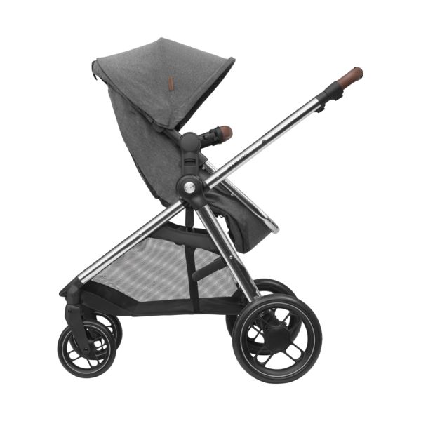 Maxi Cosi Kinderwagen 2 in 1 Zelia 3 Luxe Twillic Grey (Chrome frame & Brown Leather)