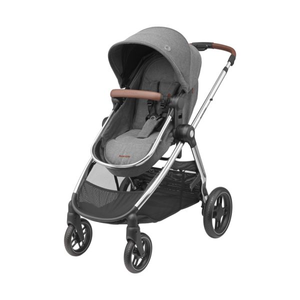 Maxi Cosi Kinderwagen 2 in 1 Zelia 3 Luxe Twillic Grey (Chrome frame & Brown Leather)