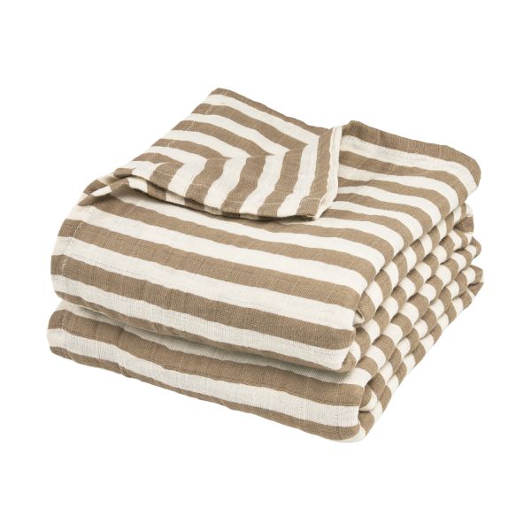 Meyco Baby Fat Stripe Hydrofiele Doeken - 2 Stuks - 120x120 cm - Taupe