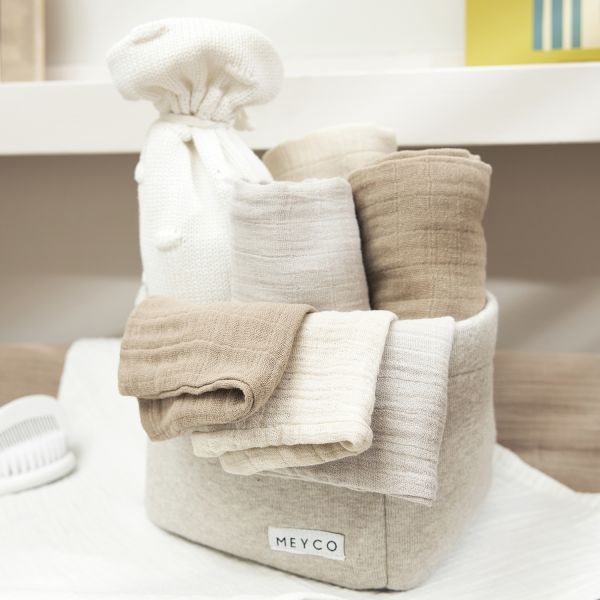 Meyco Baby Uni Hydrofiele Washandjes - 3 Stuks - Soft sand/Greige/Taupe