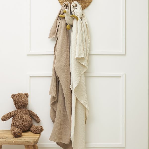 Meyco Swaddle Hydrofiel Pre-Washed Soft Sand/Taupe 120 x 120 cm 2-Pack Meyco Swaddle Hydrofiel Pre-Washed Soft Sand/Taupe 120 x 120 cm 2-Pack