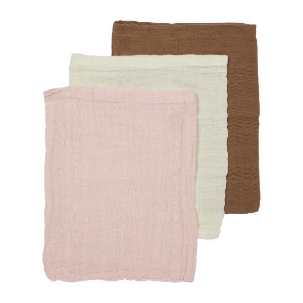 Meyco Uni Washand - Hydrofiel Pre-Washed - 3-Pack - Offwhite/Soft Pink/Toffee