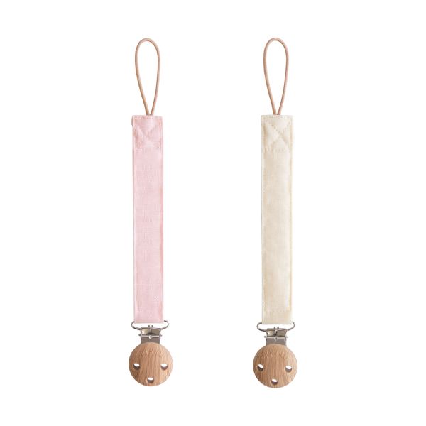 Mushie Speenkoord Linnen Blush/Cream 2-Pack Mushie Speenkoord Linnen Blush/Cream 2-Pack