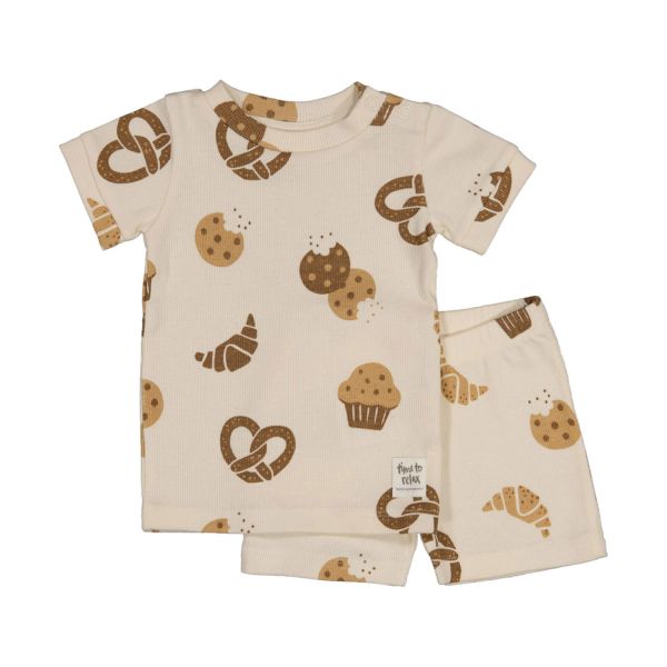 Feetje Premium Summerwear Shortama - Cosy Crumbs - Mt. 80 - Offwhite