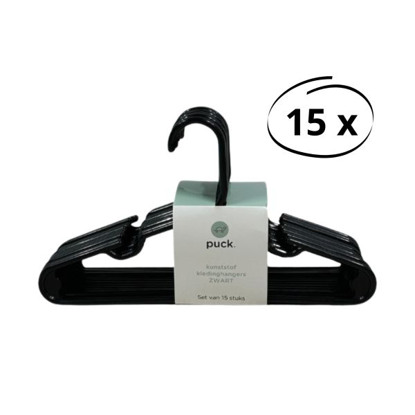 Puck Kledinghanger Kunststof Zwart (15 stuks)
Puck Kledinghanger Kunststof Zwart (15 stuks)