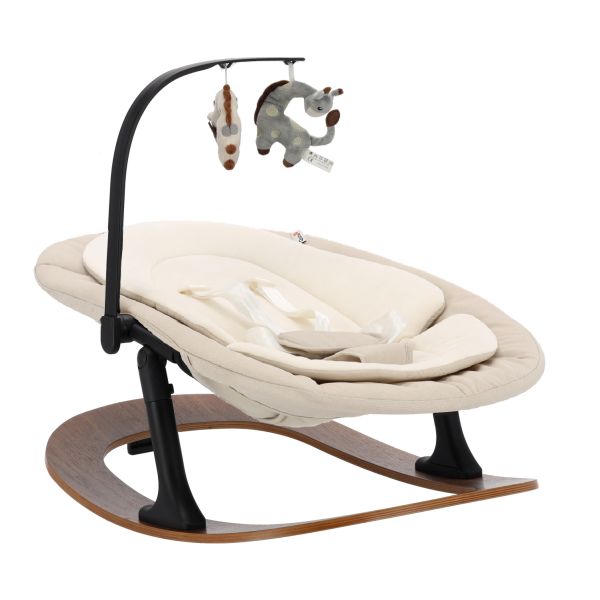 Qute Q-Sittle Newborn Rocker Woody Black + Bekleding Ivory Qute Q-Sittle Newborn Rocker Woody Black + Bekleding Ivory