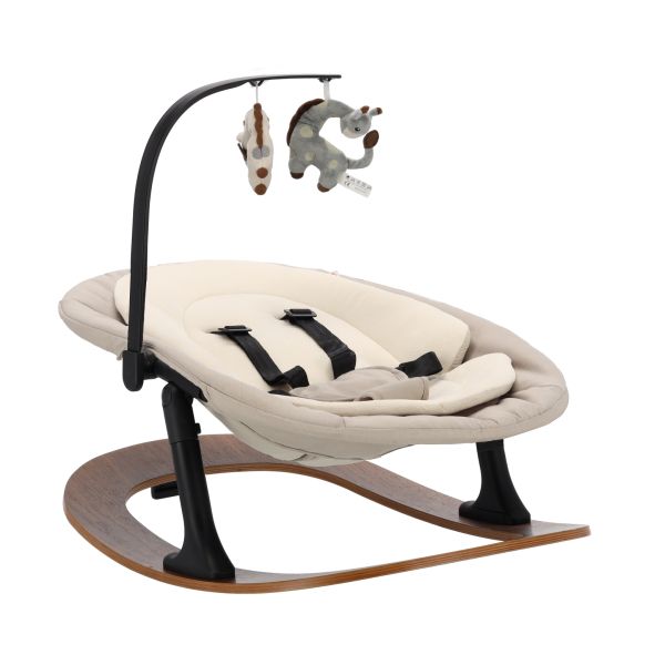Qute Q-Sittle Newborn Rocker Woody Black + Bekleding Sand Qute Q-Sittle Newborn Rocker Woody Black + Bekleding Sand