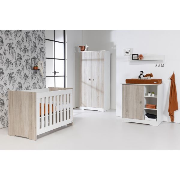 Interbaby Ledikant 60 x 120 - Commode 1 deur 3 vakken Rock Interbaby Ledikant 60 x 120 - Commode 1 deur 3 vakken Rock
