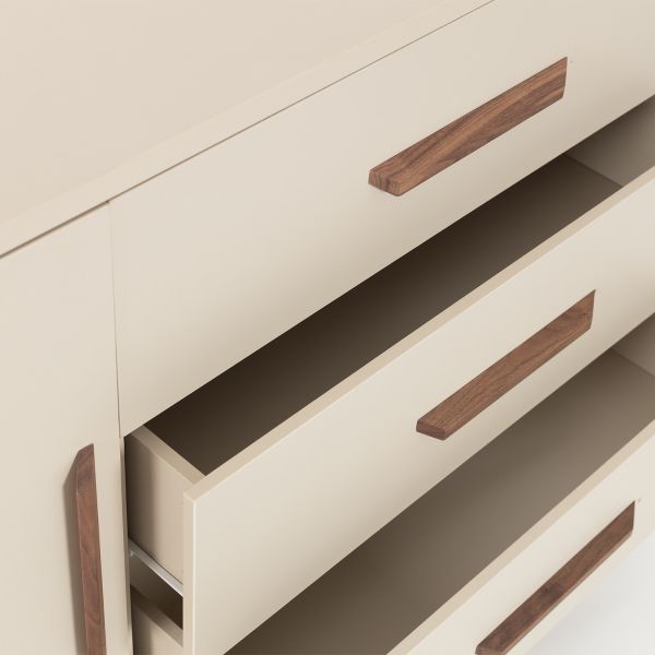 TWF Ledikant 60 x 120 - Commode XL 3 Laden 1 Deur Salerno Walnoot