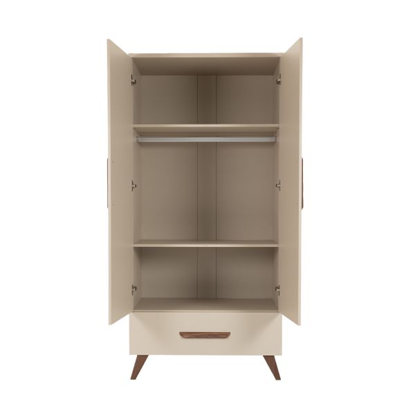 TWF Ledikant 60 x 120 - Commode XL 3 Laden 1 Deur Salerno Walnoot - Hanglegkast 2 Deuren 1 Lade Salerno Walnoot