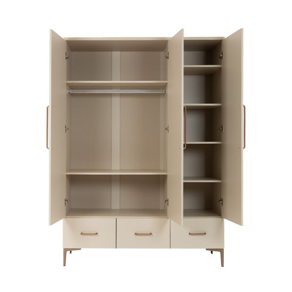 TWF Ledikant 70 x 140 - Commode 3 Laden - Hanglegkast XL 3 Deuren 2 Lade Salerno Metaal