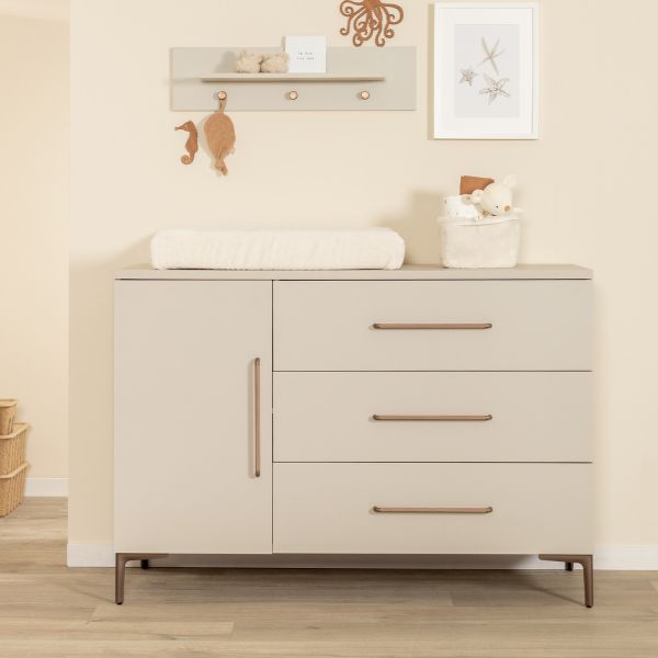 TWF Ledikant 70 x 140 - Commode XL 3 Laden 1 Deur Metaal - Hanglegkast XL 3 Deuren 2 Lade Salerno Metaal