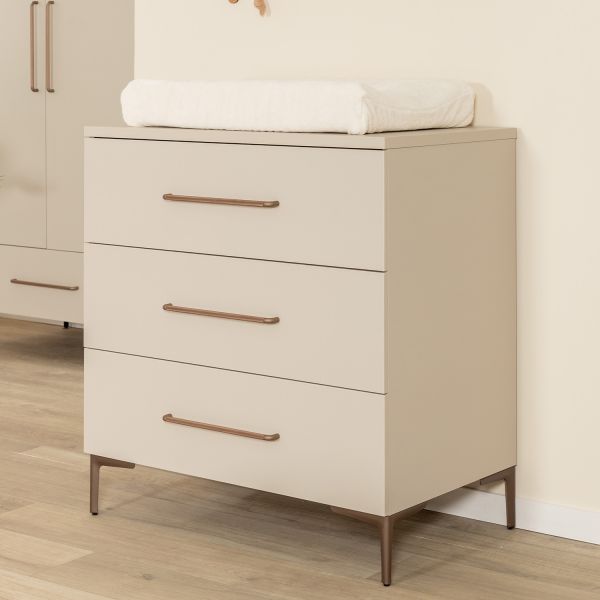 TWF Ledikant 70 x 140 - Commode 3 Laden - Hanglegkast XL 3 Deuren 2 Lade Salerno Metaal