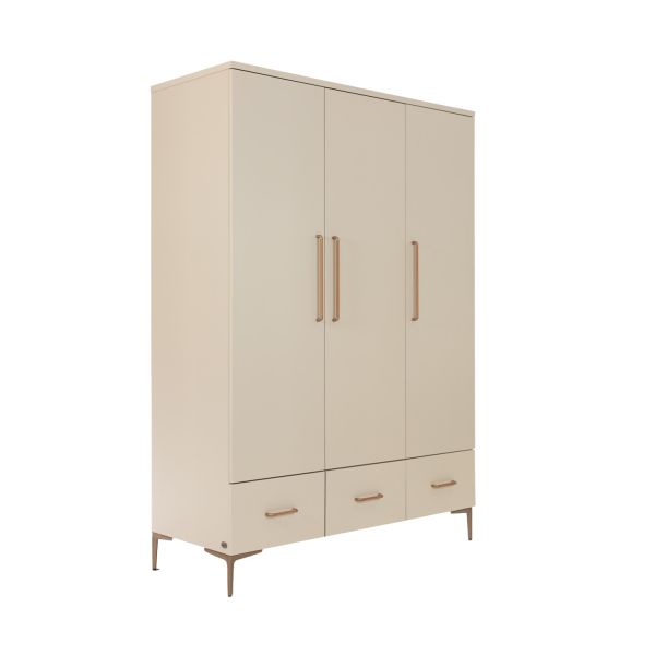 TWF Ledikant 70 x 140 - Commode 3 Laden - Hanglegkast XL 3 Deuren 2 Lade Salerno Metaal