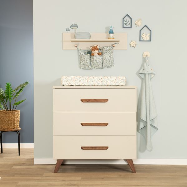 TWF Ledikant 60 x 120 - Commode 3 Laden - Hanglegkast 2 Deuren 1 Lade Salerno Walnoot