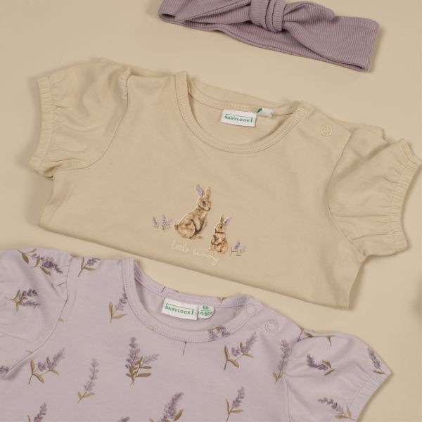 Babylook Lavender T-Shirt Korte Mouw Bunny - Maat 68 - Oyster Gray Babylook Lavender T-Shirt Korte Mouw Bunny - Maat 68 - Oyster Gray